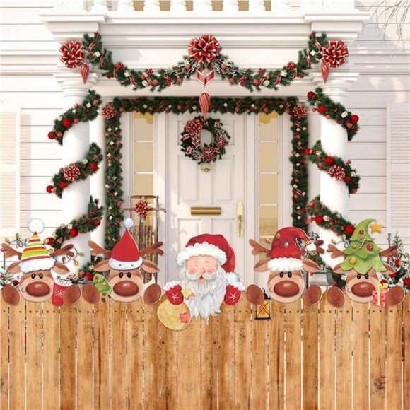 5 Piece Christmas Fence Peeker Decoration Peeking Garden Yard Decorations - Picture 4 of 7